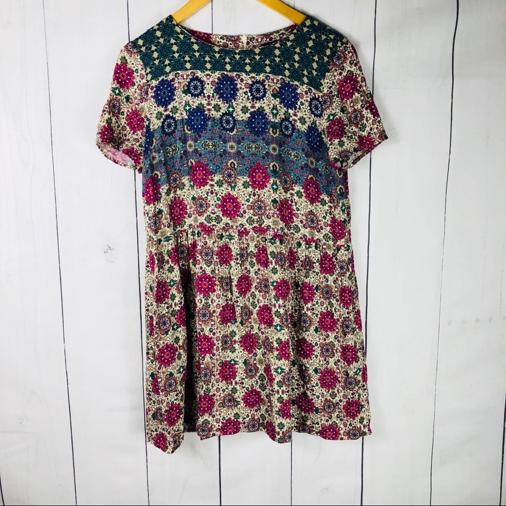 TOPSHOP Floral Tunic Top Dress Size 6 e17